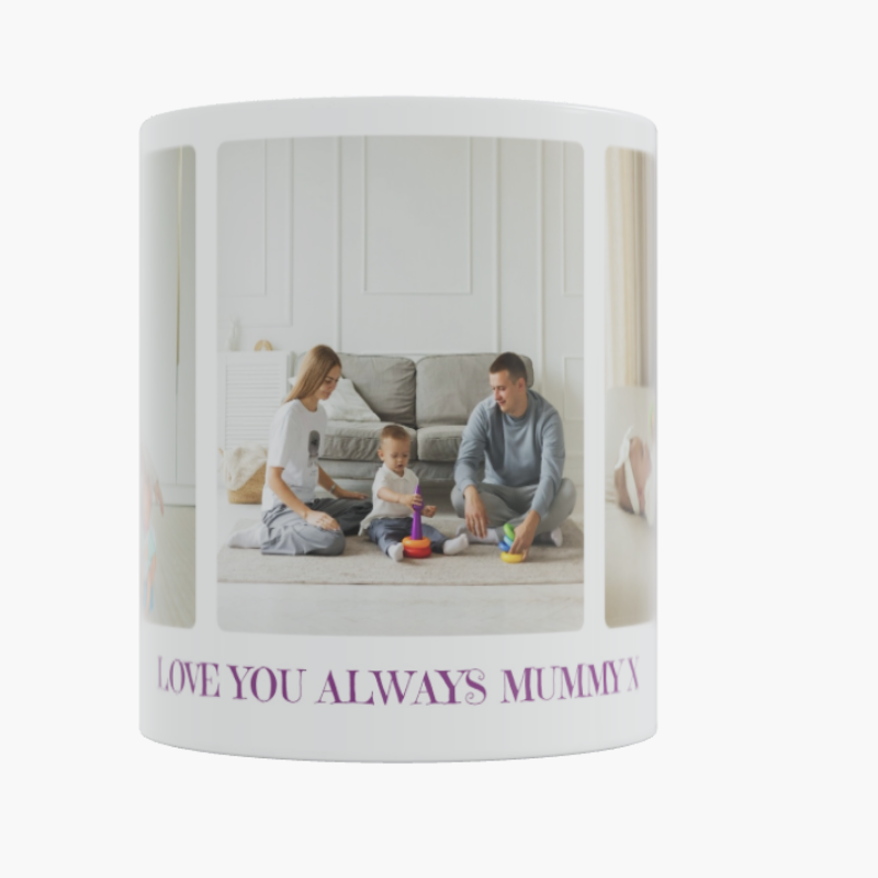 Personalized Three Photo Mug and Text – Custom Gift for Mum/Dad/Brother/Sister/Friend