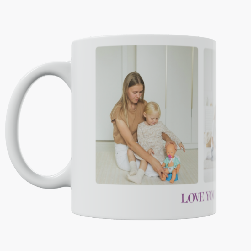 Personalized Three Photo Mug and Text – Custom Gift for Mum/Dad/Brother/Sister/Friend