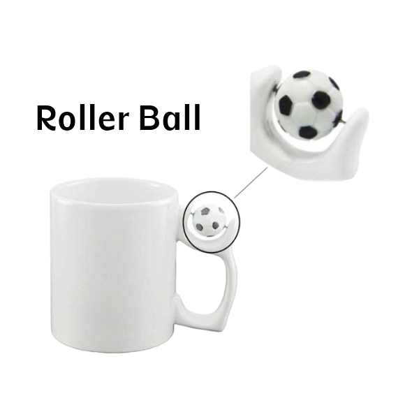 Personalized Football Mug with Three Photos – Custom Ceramic Cup with Roller Ball Handle