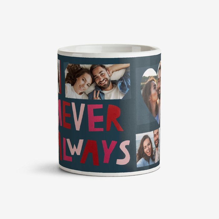 Personalized Romantic Photo Collage Mug – "Forever & Always" Custom Gift